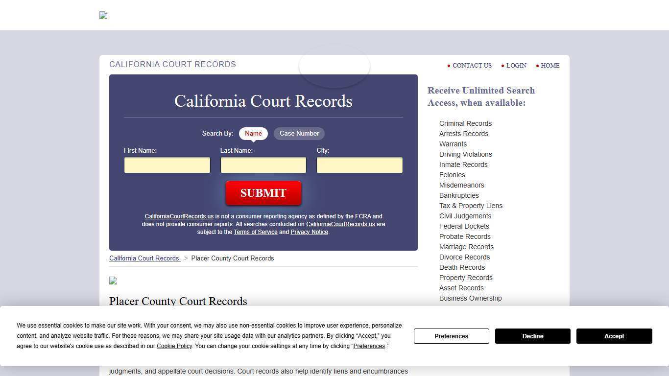 Placer County Court Records | CaliforniaCourtRecords.us